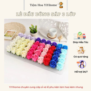 [LẺ] Đầu Bông Hoa Sáp 3 Lớp Nhiều Màu Sắc Loại Đẹp Form Chuẩn Cánh Cứng DIY Handmade YiYihome