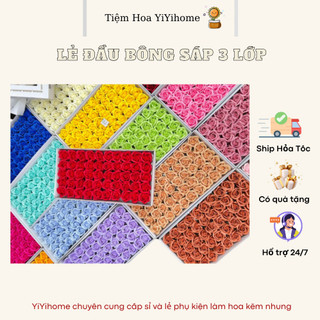 [LẺ] Đầu Bông Hoa Sáp 3 Lớp Nhiều Màu Sắc Loại Đẹp Form Chuẩn Cánh Cứng DIY Handmade YiYihome