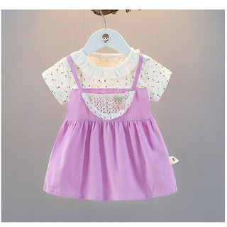 Váy bé gái dạng yếm thun cotton phối ren quả cherry 0-2 tuổi đi học đi chơi xinh xắn D1066A