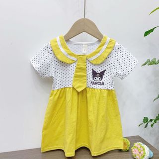 Váy bé gái thun cotton giả yếm may liền xinh xắn thêu Kuromi 0-2 tuổi D1066B