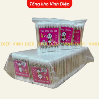 01 gói 100 tăm bông cán gỗ