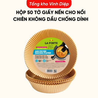Hộp 50 Tờ Giấy Nến Lót Nồi Chiên Không Dầu - Chống Dính, Chịu Nhiệt Độ Cao