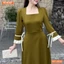 Đầm thiết kế BEMINE cổ vuông dáng chữ A tay lửng phối viền dây nơ phù hợp đi làm, đi dạo phố-MT10026