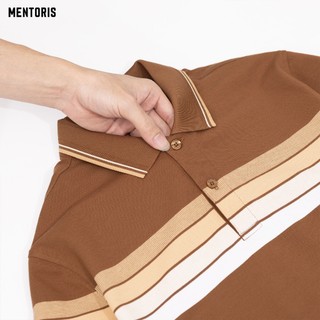 Áo Polo Nam Cao Cấp MENTORIS, Họa Tiết Kẻ Ngang Thời Trang, Chất Cotton Thoáng Khí Thoải Mái MPL2509