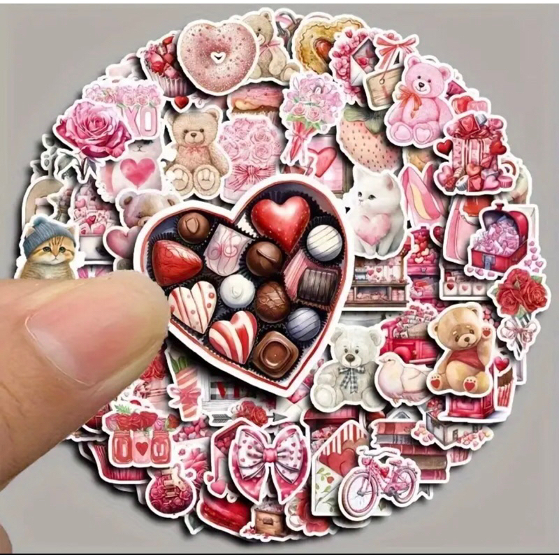 Bộ 100 Hoạt Hình Dễ Thương Màu Hồng Ngọt Ngào Nguyên Tố Vật Thể Hoa Văn Tinh Tế PVC Đóng Hộp Dán Học Sinh DIY Văn Phòng