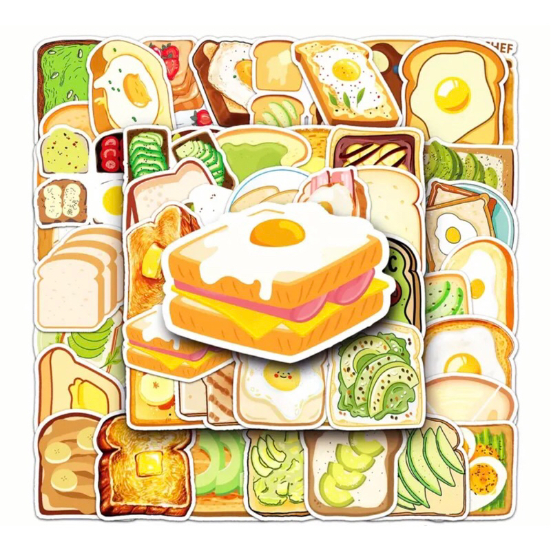 100 sticker sandwich bánh mì trang trí xe đẩy dán tường bánh mì kẹp thịt hamburger decor trang trí menu quán ăn vặt
