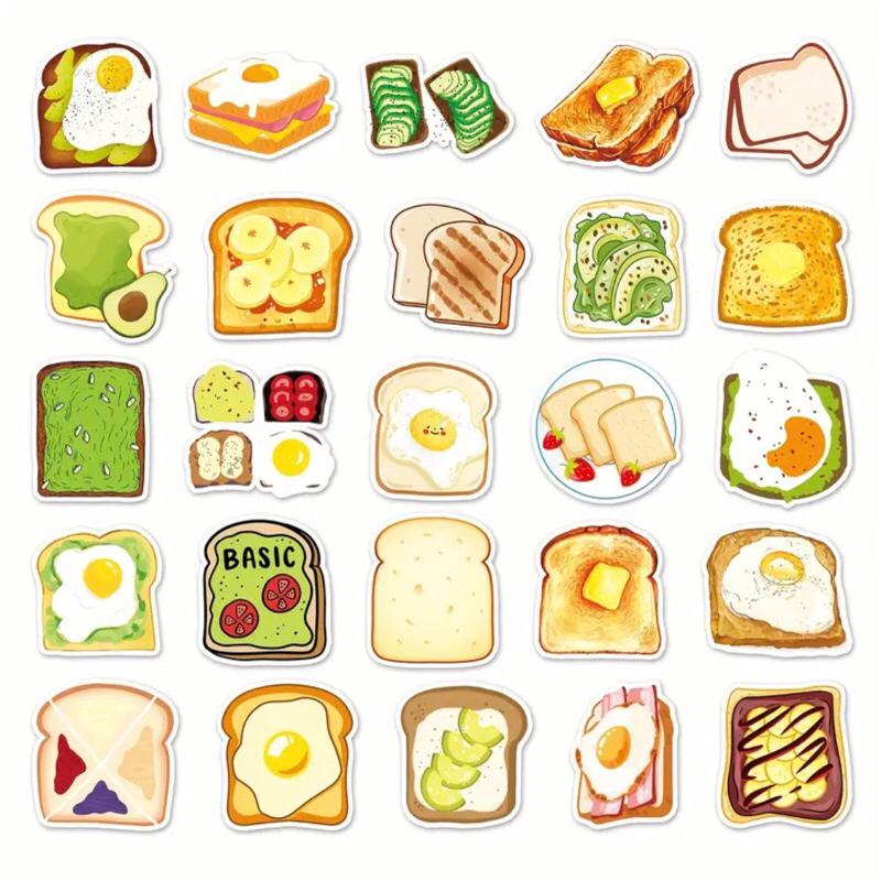 100 sticker sandwich bánh mì trang trí xe đẩy dán tường bánh mì kẹp thịt hamburger decor trang trí menu quán ăn vặt