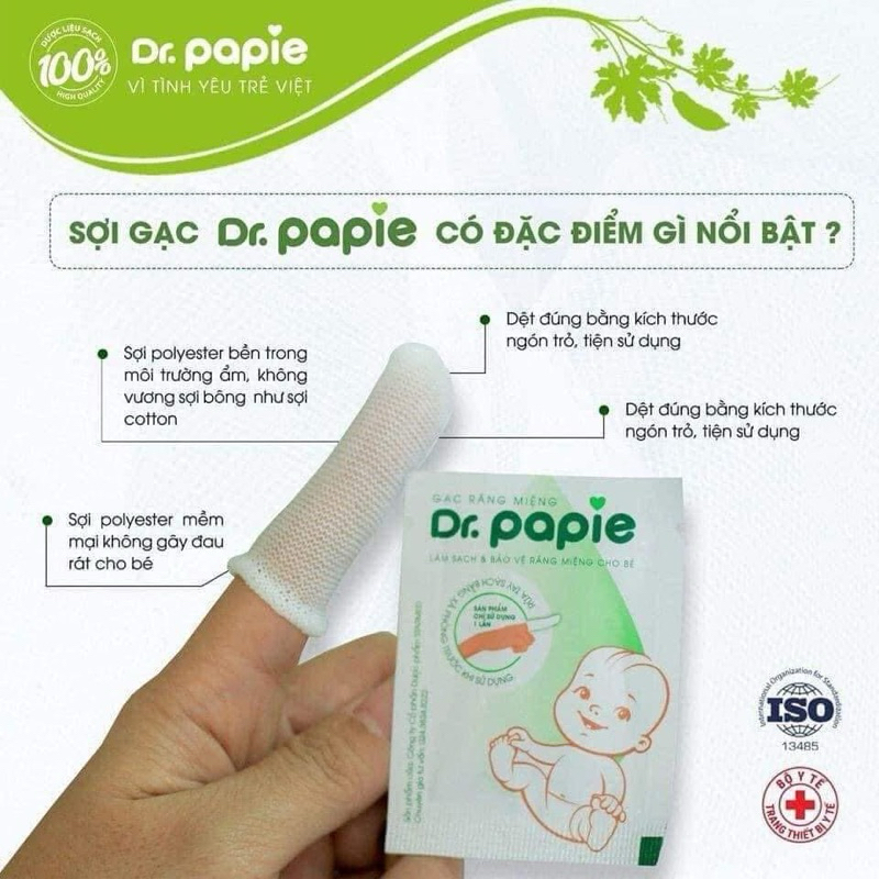 Gạc rơ lưỡi Dr. Papie hộp 30 miếng cho bé