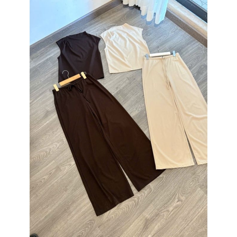 (BomoHouse) Set áo kiểu + quần suông MNG* bigsize - dư xịn