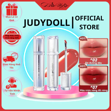 Son bóng JUDYDOLL Ice-Iron Watery Glow Lip Gloss Căng bóng Không dây màu ra ly cốc Dưỡng ẩm Lâu trôi