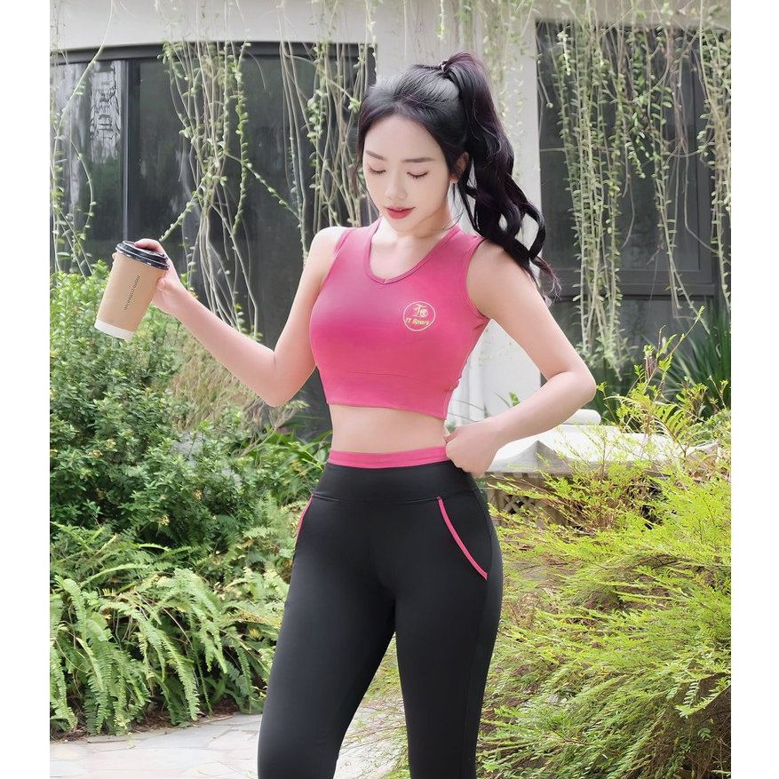 Bộ thể thao bra quần dài TT sport3 tập gym , yoga, aerobic ,... chất thun poly co giãn tôn dáng(mẫu mới 2025)