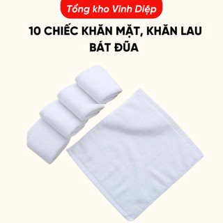 Combo 10 khăn mặt, khăn vải vuông lau bát đũa size 28x28cm - Hàng bền đẹp