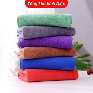 Combo 10 chiếc khăn tắm, khăn lau đầu dài, vải nhung mềm mịn, bền đẹp khổ 24x50cm