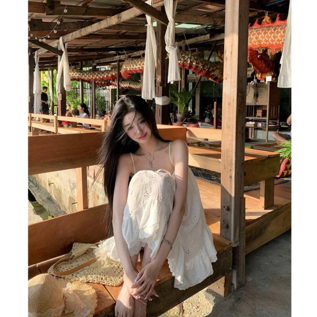 Đầm Hai Dây Buộc Nơ Hoa Thêu TIBU Đầm Babydoll Che Khuyết Điểm Dễ Thương Sang Chảnh Đi Chơi D289 – 7