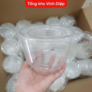 Bát nhựa tô nhựa trong suốt  900ml có nắp đựng bún phở cháo đồ ăn QQ