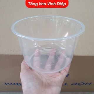 Bát nhựa tô nhựa trong suốt  900ml có nắp đựng bún phở cháo đồ ăn QQ
