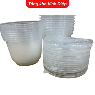 Bát nhựa tô nhựa trong suốt  900ml có nắp đựng bún phở cháo đồ ăn QQ