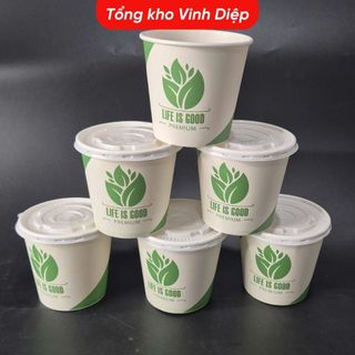 Set 50 cốc giấy tô bát giấy 12oz 360ml 16oz 480ml dùng 1 lần đựng cháo, chè, kem, đồ ăn nóng lạnh