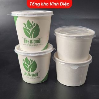 Set 50 cốc giấy tô bát giấy 12oz 360ml 16oz 480ml dùng 1 lần đựng cháo, chè, kem, đồ ăn nóng lạnh