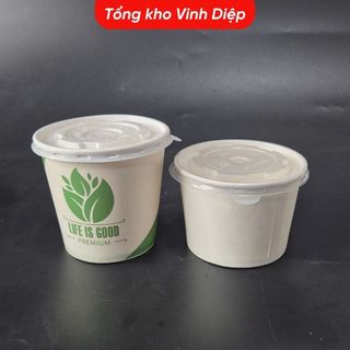 Set 50 cốc giấy tô bát giấy 12oz 360ml 16oz 480ml dùng 1 lần đựng cháo, chè, kem, đồ ăn nóng lạnh