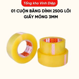 01 cuộn băng dính lõi giấy mỏng 3mm,lõi nhựa nhiều size, siêu tiết kiệm 3 màu trong suốt, vàng chanh, nâu đục