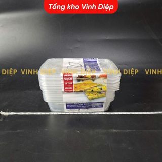 10 Hộp Nhựa Microwave Thuận Lợi - Hình Chữ Nhật, Có Nắp, Quay Được Trong Lò Vi Sóng