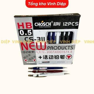 Bút chì kim bấm HB 0.5 bền đẹp, hộp ruột ngòi chì kim