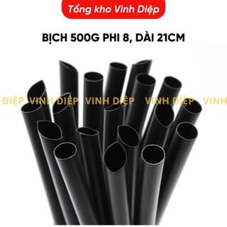 Ống hút sinh tố, cà phê, nước mía phi 8, dài 21cm, 2 đầu tròn, 2 màu đen, trắng, 1 bịch 500gr
