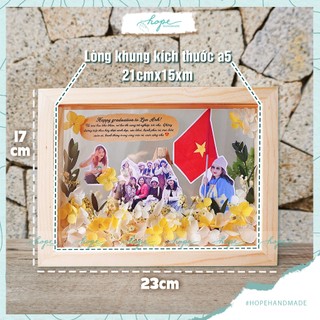 Set hộp quà khung ảnh hoa khô làm quà tốt nghiệp, treo tường hoặc để bàn kỷ niệm, tặng bạn