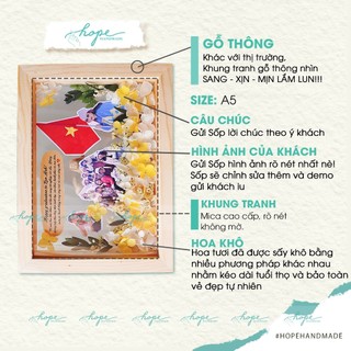 Set hộp quà khung ảnh hoa khô làm quà tốt nghiệp, treo tường hoặc để bàn kỷ niệm, tặng bạn