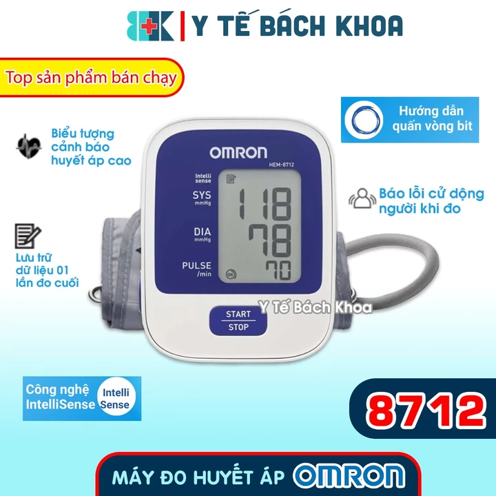Máy đo huyết áp bắp tay tự động Omron HEM 8712 - Hàng chính hãng - Bảo hành 05 năm