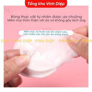 Bông tẩy trang gấu dâu Hatsu 100% Cotton Pads 150 Miếng tròn siêu mềm mịn