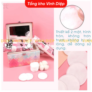 Bông tẩy trang gấu dâu Hatsu 100% Cotton Pads 150 Miếng tròn siêu mềm mịn