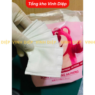 Bông tẩy trang vuông 100% cotton túi zip 222 miếng tiện lợi