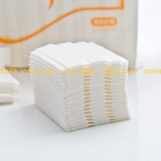 Bông tẩy trang vuông 100% cotton túi zip 222 miếng tiện lợi