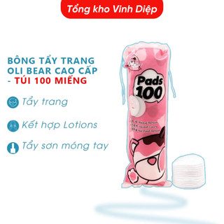 Bông tẩy trang gấu dâu Hatsu 100% Cotton Pads 150 Miếng tròn siêu mềm mịn