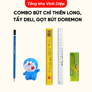 Đồ dùng học tập cho bé mầm non, tiểu học,combo bút chì Thiên Long, tẩy deli, bút dạ  cho bé