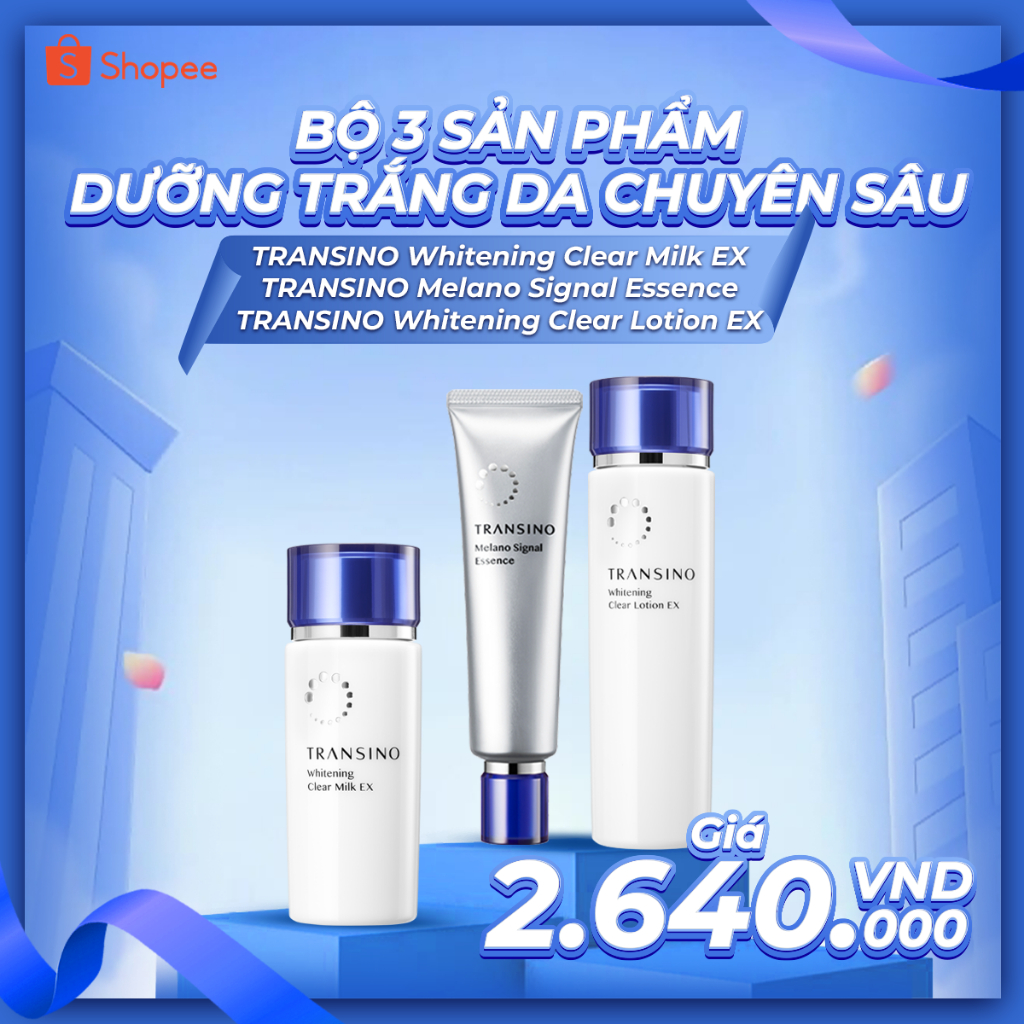 Ảnh Bộ 3 Sản Phẩm Dưỡng Trắng Da Chuyên Sâu TRANSINO Clear Lotion EX - Melano Essence 30 - Clear Milk 2