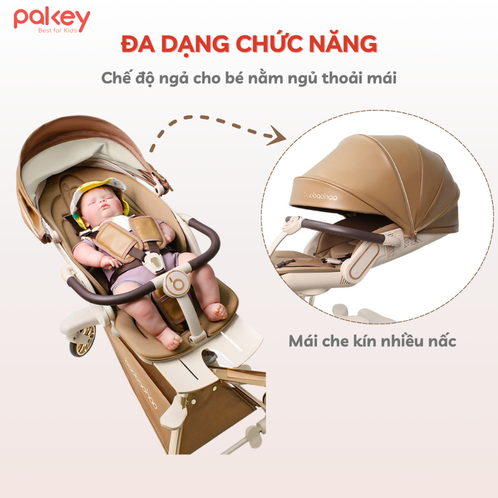 [Có Hỏa tốc] Xe Đẩy Cho Bé Mẫu Cải Tiến MỚI Nhất Baobaohao V16 Plus, Xe Đẩy Gấp Gọn Du Lịch Có Mái Che Bánh Xe EVA Êm Ái