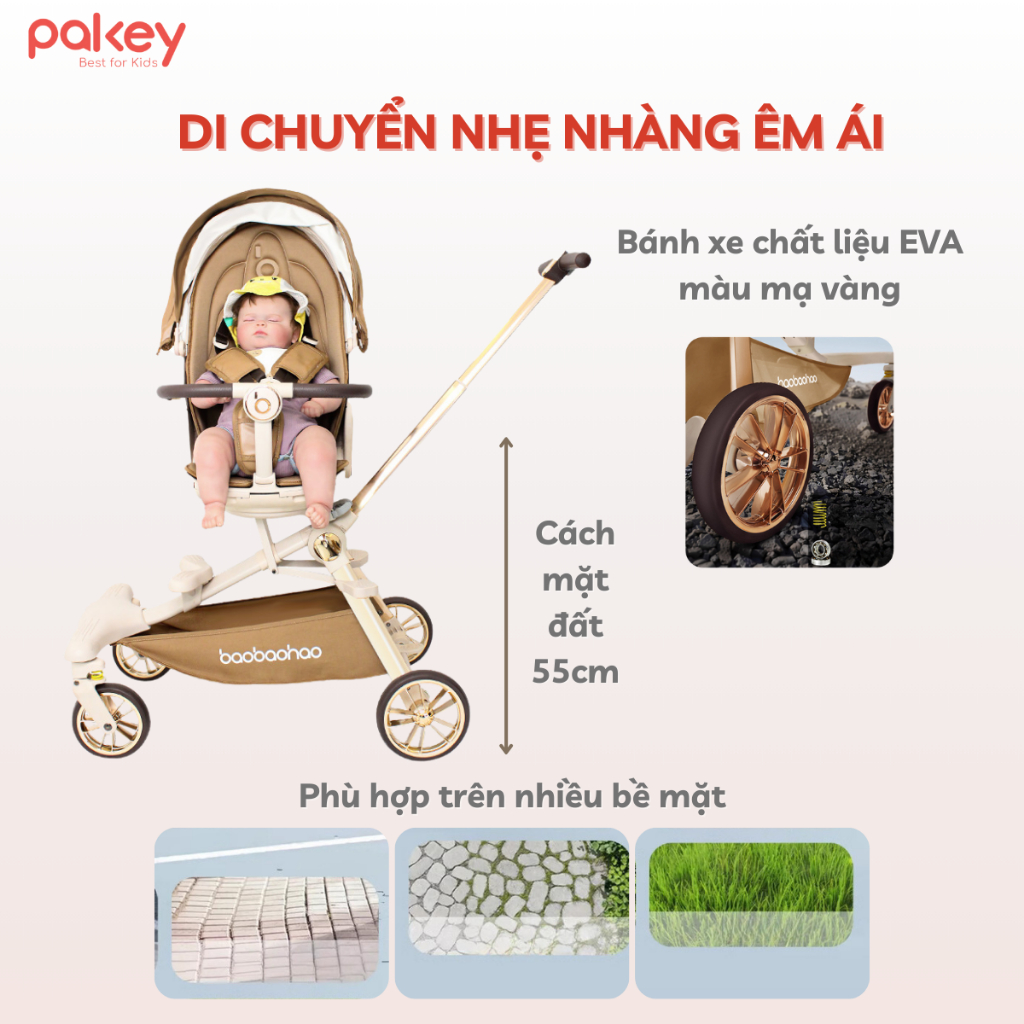 [Có Hỏa tốc] Xe Đẩy Cho Bé Mẫu Cải Tiến MỚI Nhất Baobaohao V16 Plus, Xe Đẩy Gấp Gọn Du Lịch Có Mái Che Bánh Xe EVA Êm Ái