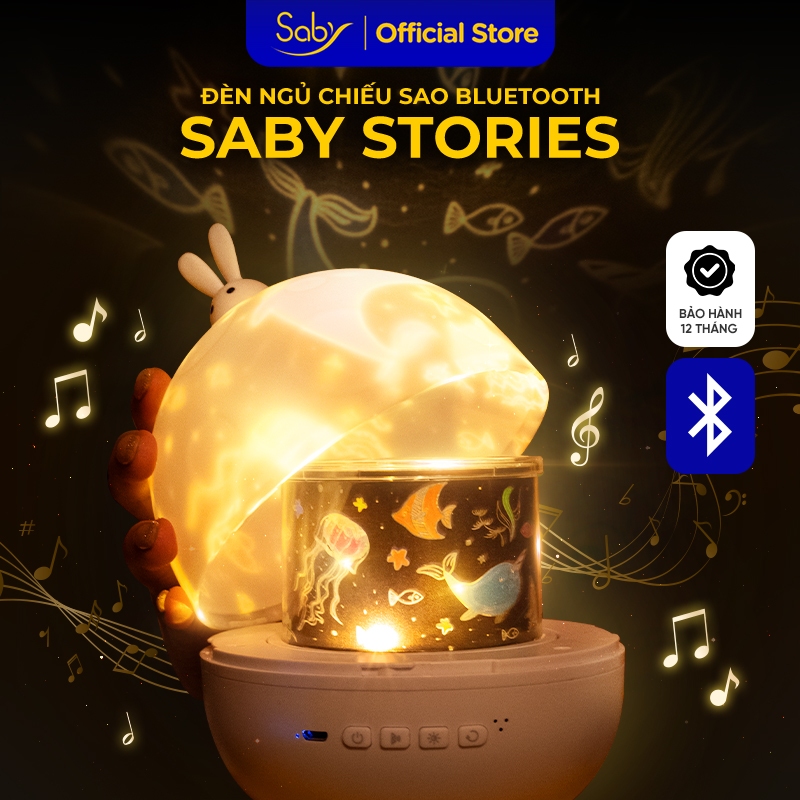 Ảnh Đèn ngủ chiếu sao phát nhạc loa bluetooth Saby Stories quà tặng tết thiếu nhi cho bé, BH 12 tháng 1