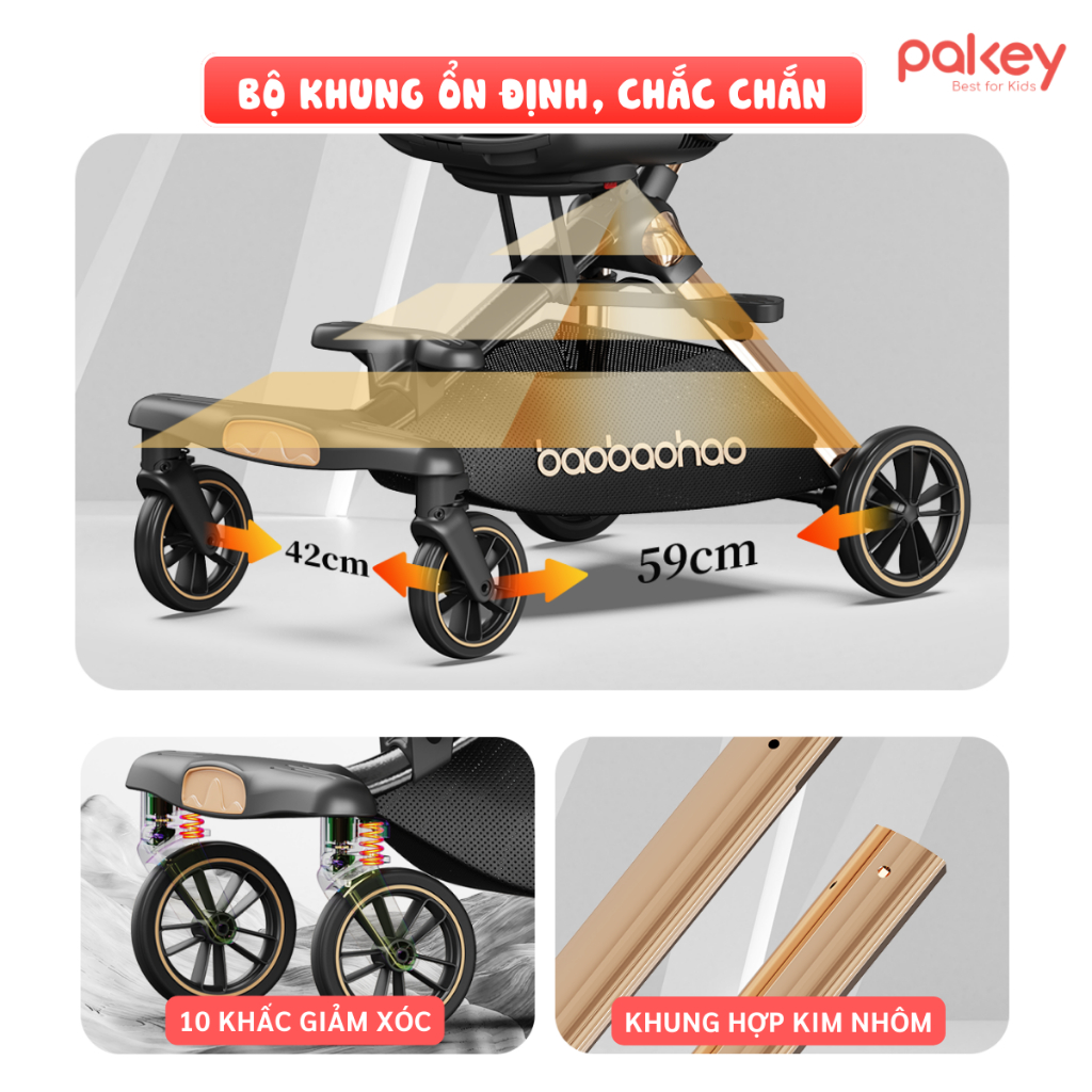 [HỎA TỐC] Xe Đẩy Cho Bé Chính Hãng Baobaohao V16, Xe Đẩy Gấp Gọn Đảo Chiều 360 Độ Bảo Hành 12 Tháng