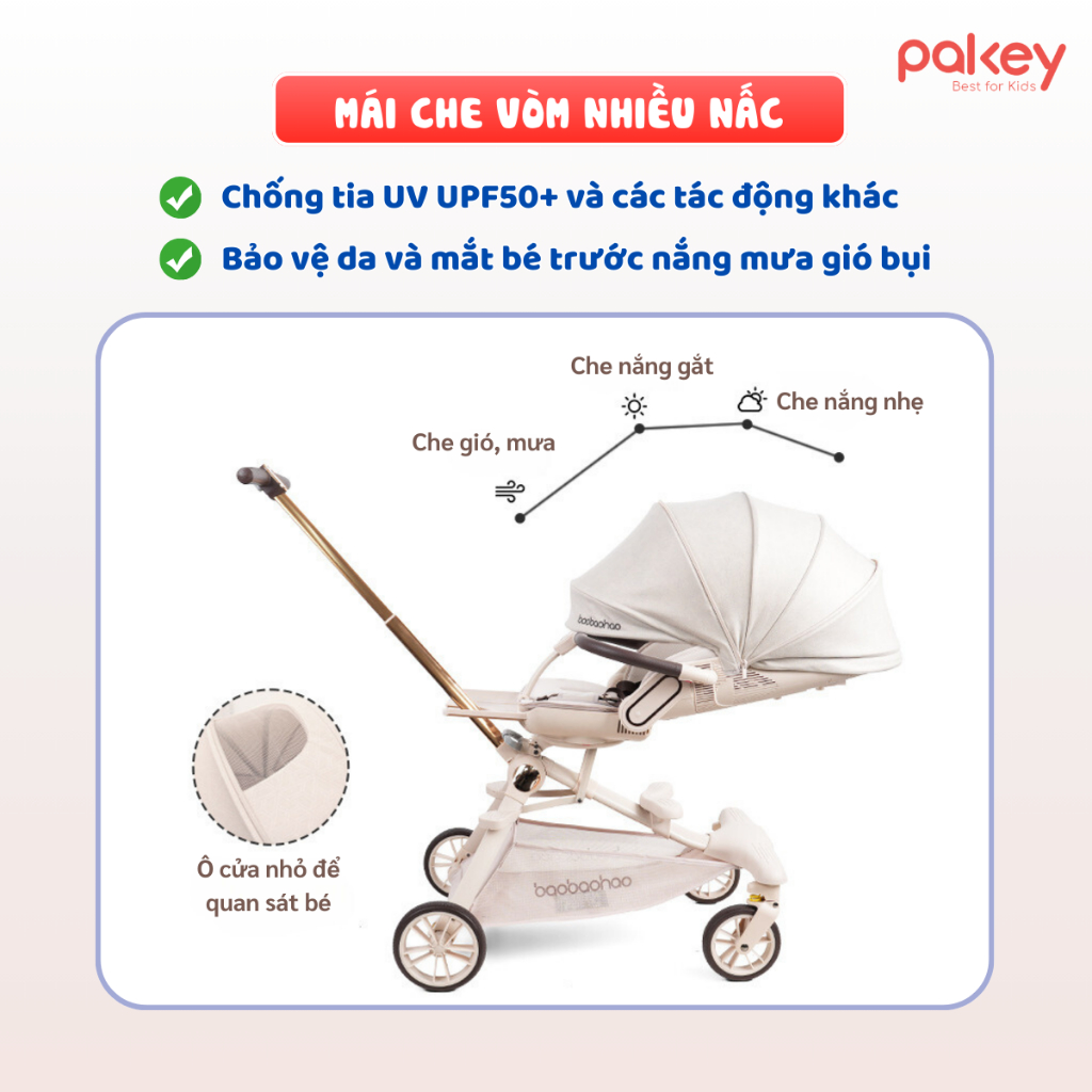 [HỎA TỐC] Xe Đẩy Cho Bé Chính Hãng Baobaohao V16, Xe Đẩy Gấp Gọn Đảo Chiều 360 Độ Bảo Hành 12 Tháng