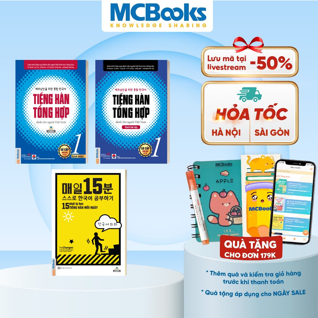 Sách - Combo tự học tiếng Hàn và giao tiếp tiếng Hàn