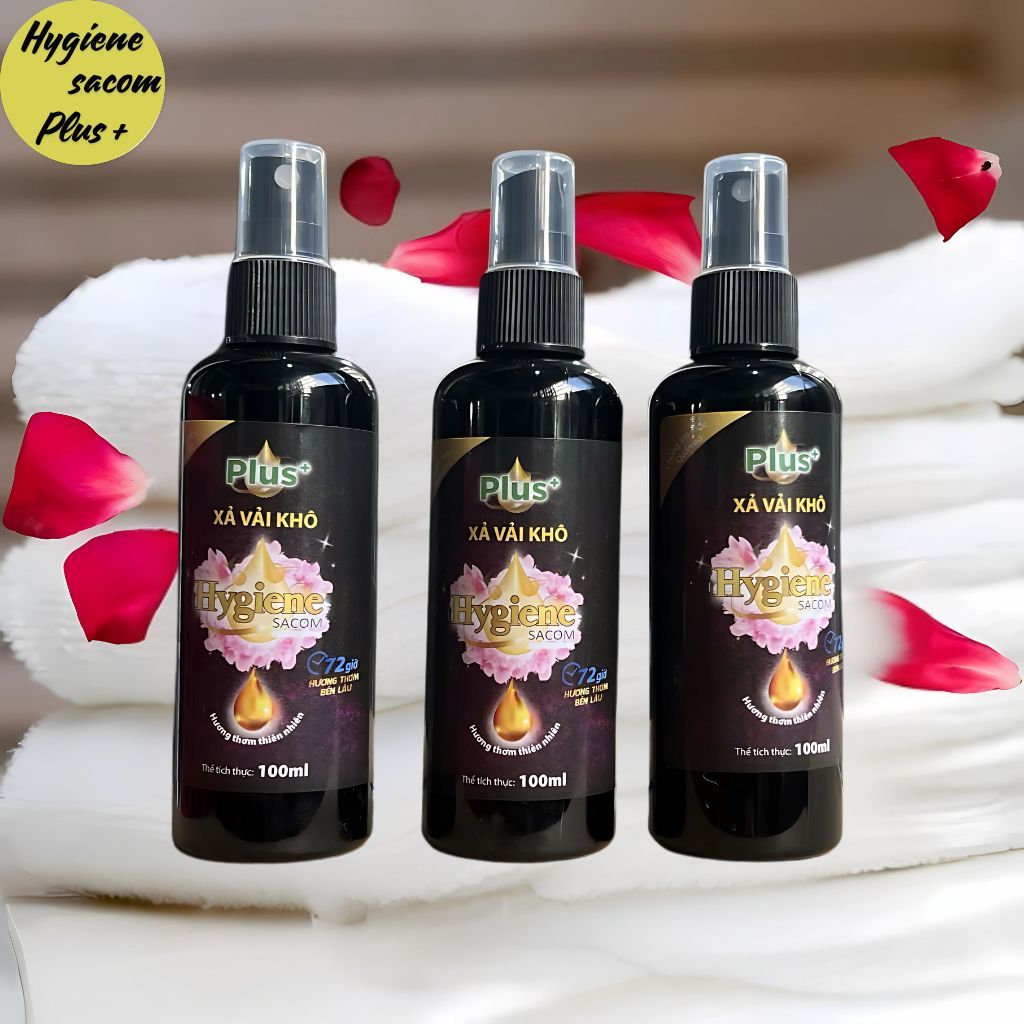 Combo 3 Nước xả vải khô Hygiene sacom Plus+ dạng xịt - Dung tích 100ml Làm Sạch lưu hương lâu