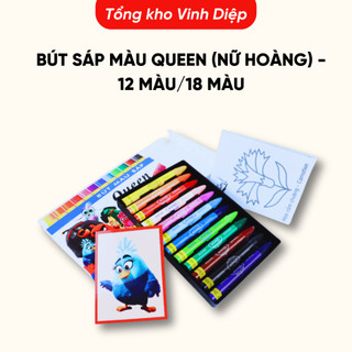 [Chính Hãng] Bút sáp màu Queen (Nữ Hoàng) - 12 màu/18 màu- Tiêu chuẩn chất lượng Mỹ & Châu Âu