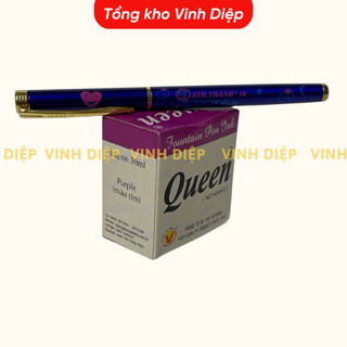 Combo bút máy Kim Thành+ mực Tím Queen ,bút máy,bút mực cho học sinh Tiểu Học, bút luyện chữ