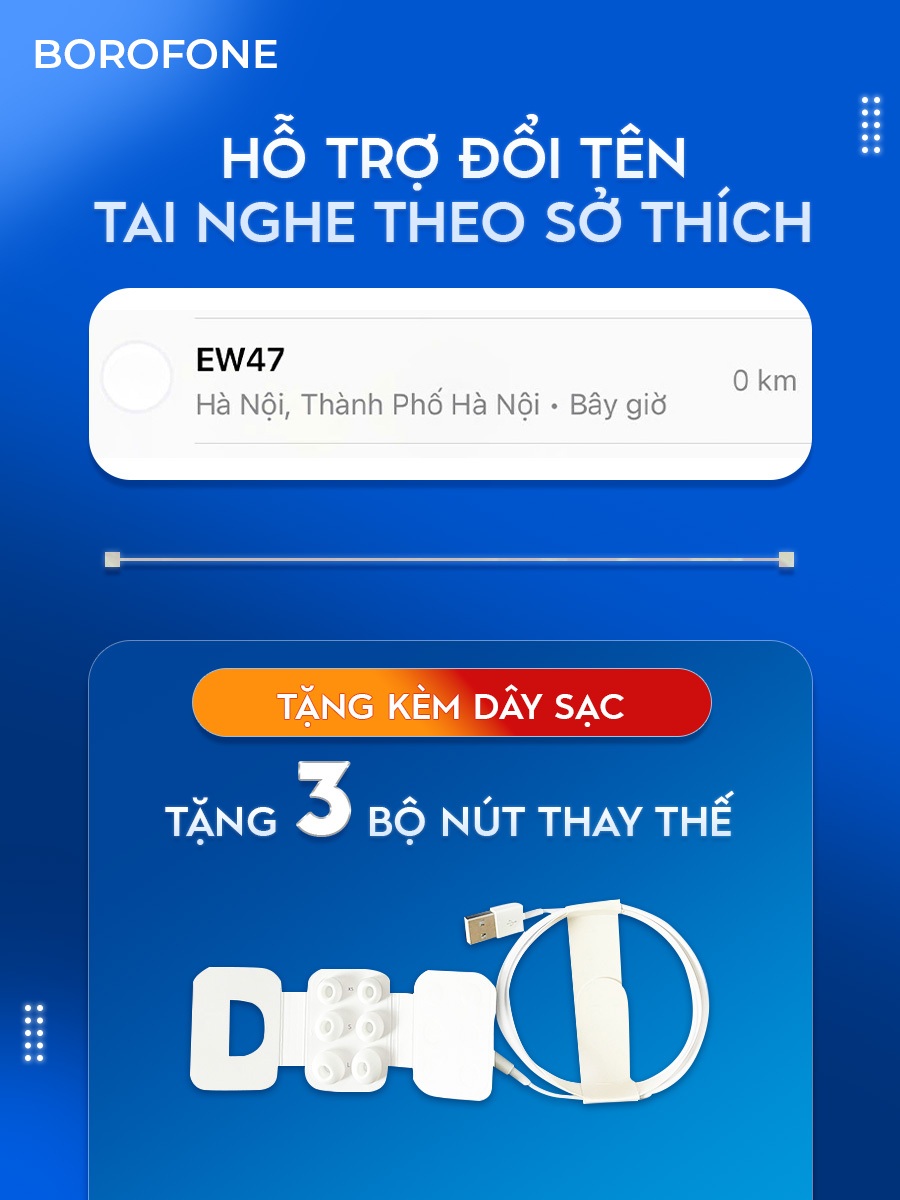 Ảnh Tai nghe bluetooth không dây Hoco EW04 hỗ trợ định vị, đổi tên, đàm thoại, cảm ứng chạm, nghe nhạc 4h liên tục 2