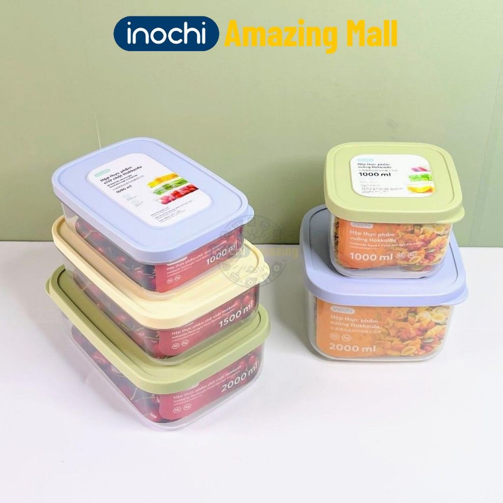 Hộp thực phẩm Inochi Hokkaido vuông, chữ nhật kháng khuẩn, không chứa ...