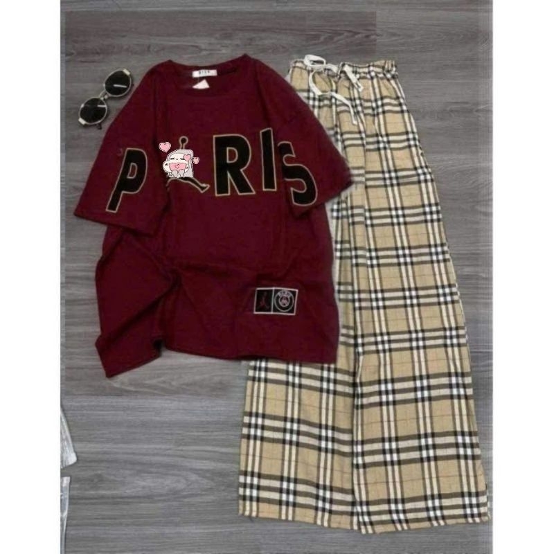 Tổng Hợp Các Sét Quần Ống Rộng  kẻ caro vàng + Mix Kèm Áo Phông Form Rộng Tay lỠ Unisex
